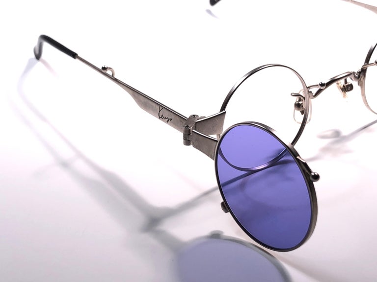 New Rare Vintage Kenzo KE2876 Hinged Silver Sunglasses 1980 