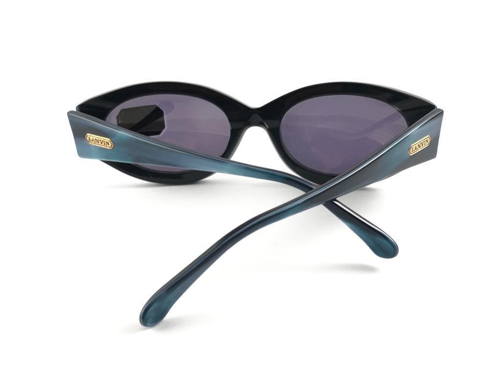 Seltene seltene Vintage Lanvin Camelia marmorierte blaue 1980er Sonnenbrille im Angebot 5