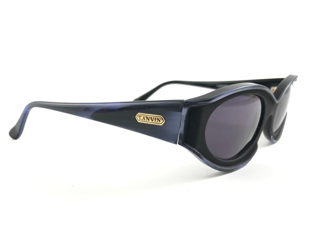 Nuevo Raro Vintage Lanvin Camelia Jaspeado Púrpura 1980 Gafas de sol Gris en venta