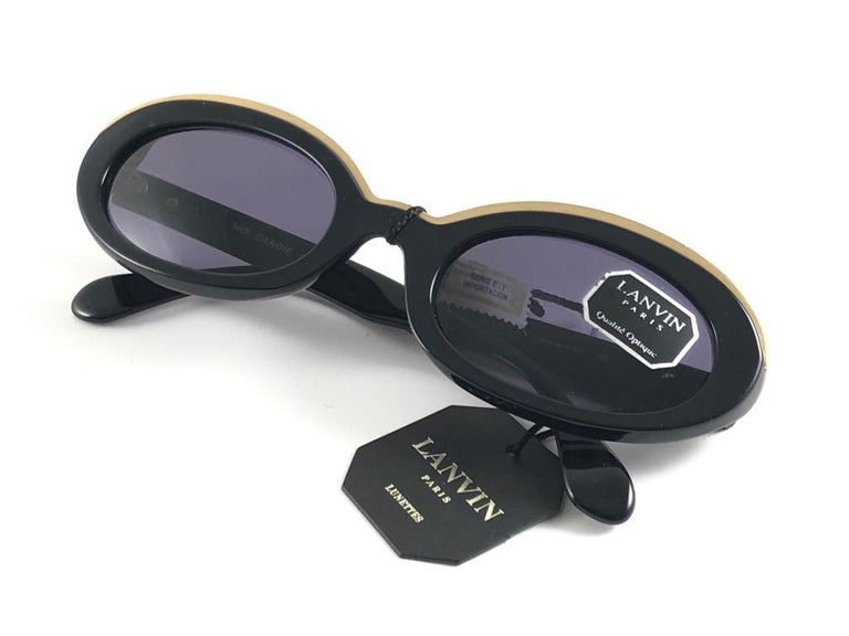 New Rare Vintage Lanvin " Candie " Black and Gold Mask 1980 Sunglasses For  Sale at 1stDibs