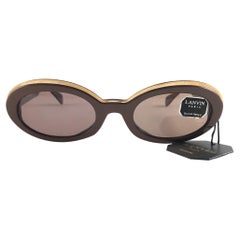 New Rare Vintage Lanvin " Candie " Mocca & Gold Mask 1980 Sunglasses