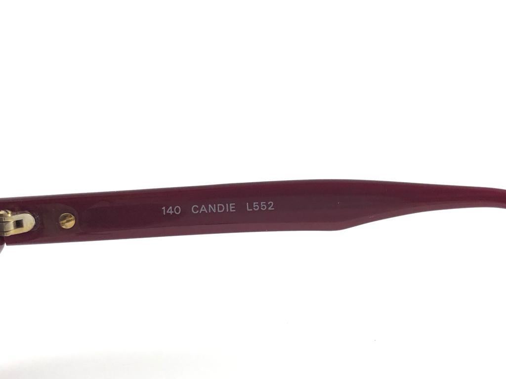 Gris Lanvin - Lunettes de soleil vintage rares « Candie » framboise et masque doré, 1980, état neuf en vente