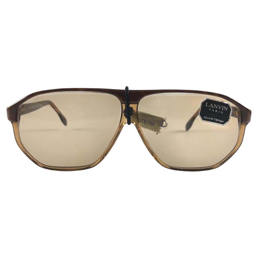 New Rare Vintage Lanvin " Charly " Translucent Amber 1980 Sunglasses