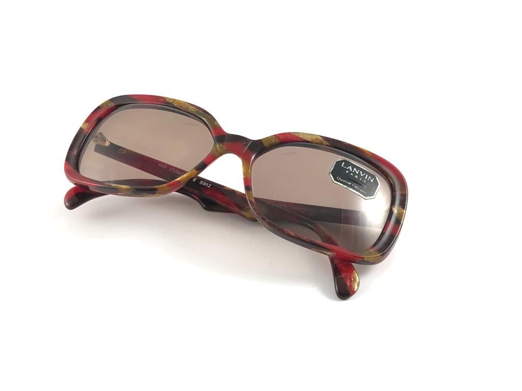 New Rare Vintage Lanvin Concorde Marbled Multicolor 1980 Sunglasses In New Condition For Sale In Baleares, Baleares