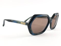 Nuovi rari occhiali da sole vintage Lanvin "Country" Strippe Blue 1980