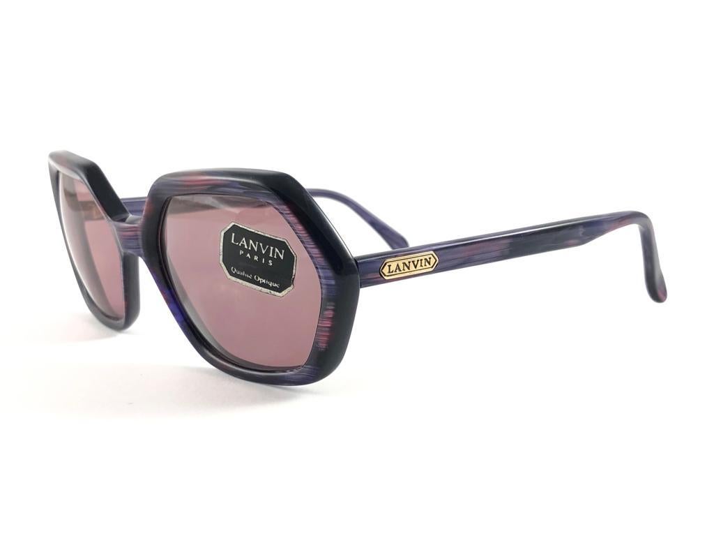 Lunettes de soleil vintage Lanvin « » Country « » à rayures violettes, 1980, neuves et rares Neuf - En vente à Baleares, Baleares