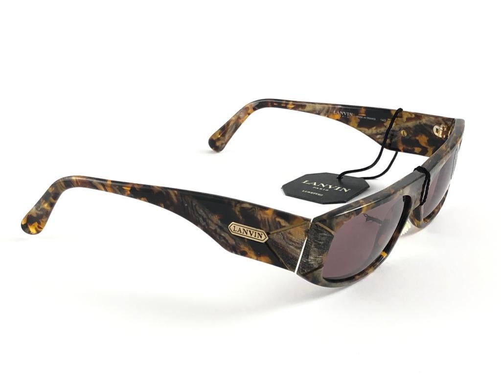 Neu Seltene Vintage Lanvin „“ Criky „“ Marmor & Gold Maske 1980 Sonnenbrille im Angebot 5