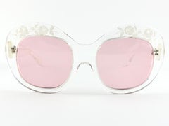 New Rare Vintage Philippe Chevallier Clear Flowers Elton John 1960's Sunglasses