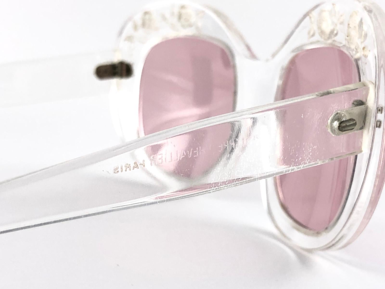 Neu Seltene Vintage Philippe Chevallier Clear Flowers Elton John 1960er Sonnenbrille Damen im Angebot