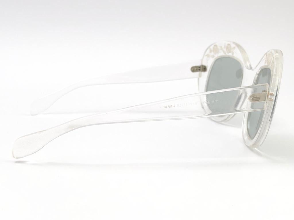 New Rare Vintage Philippe Chevallier Clear Flowers Elton John 1960's Sunglasses In New Condition In Baleares, Baleares