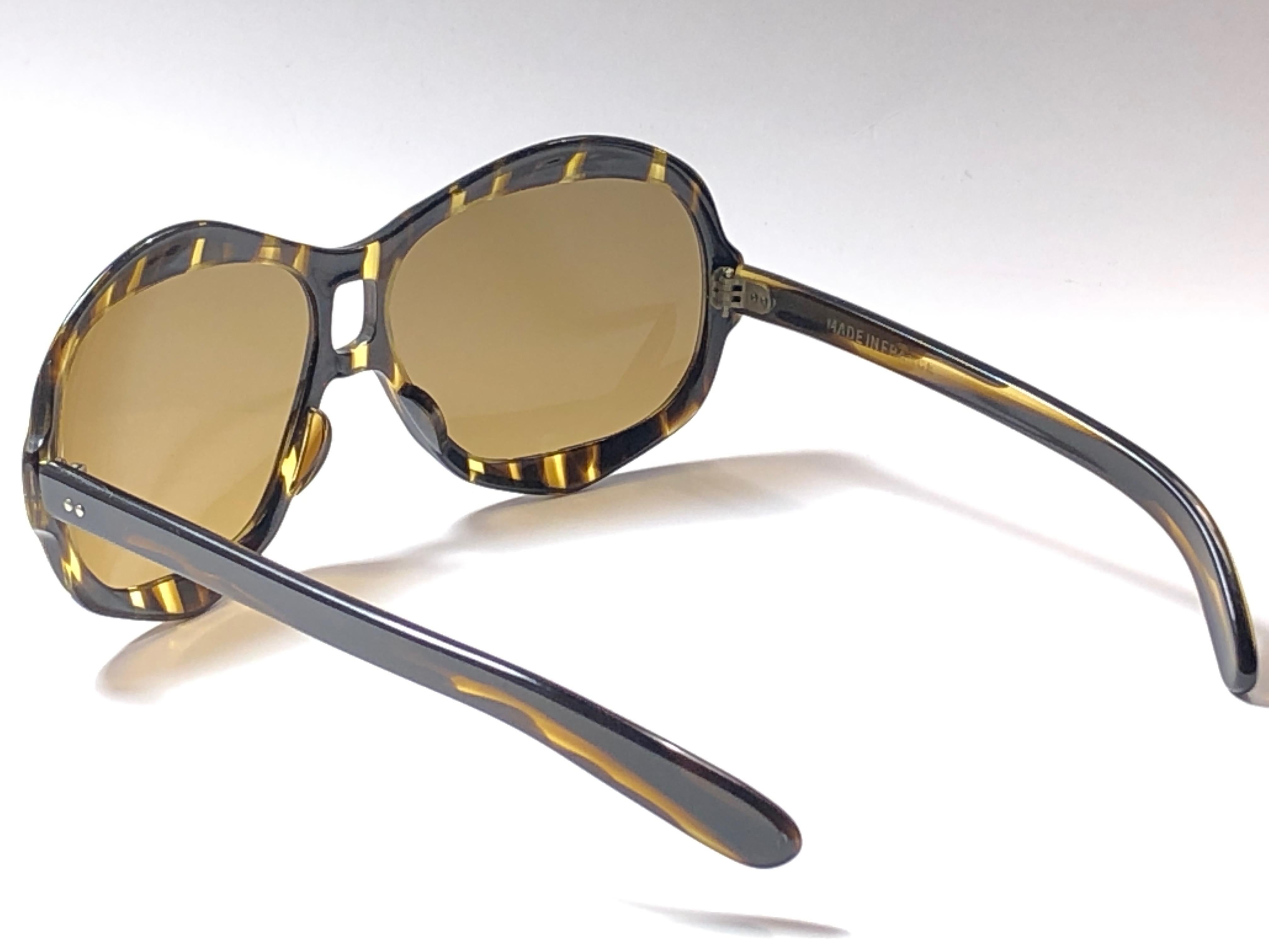 New Rare Vintage Philippe Chevallier Dark Tortoise Oversized 1960's Sunglasses For Sale 1