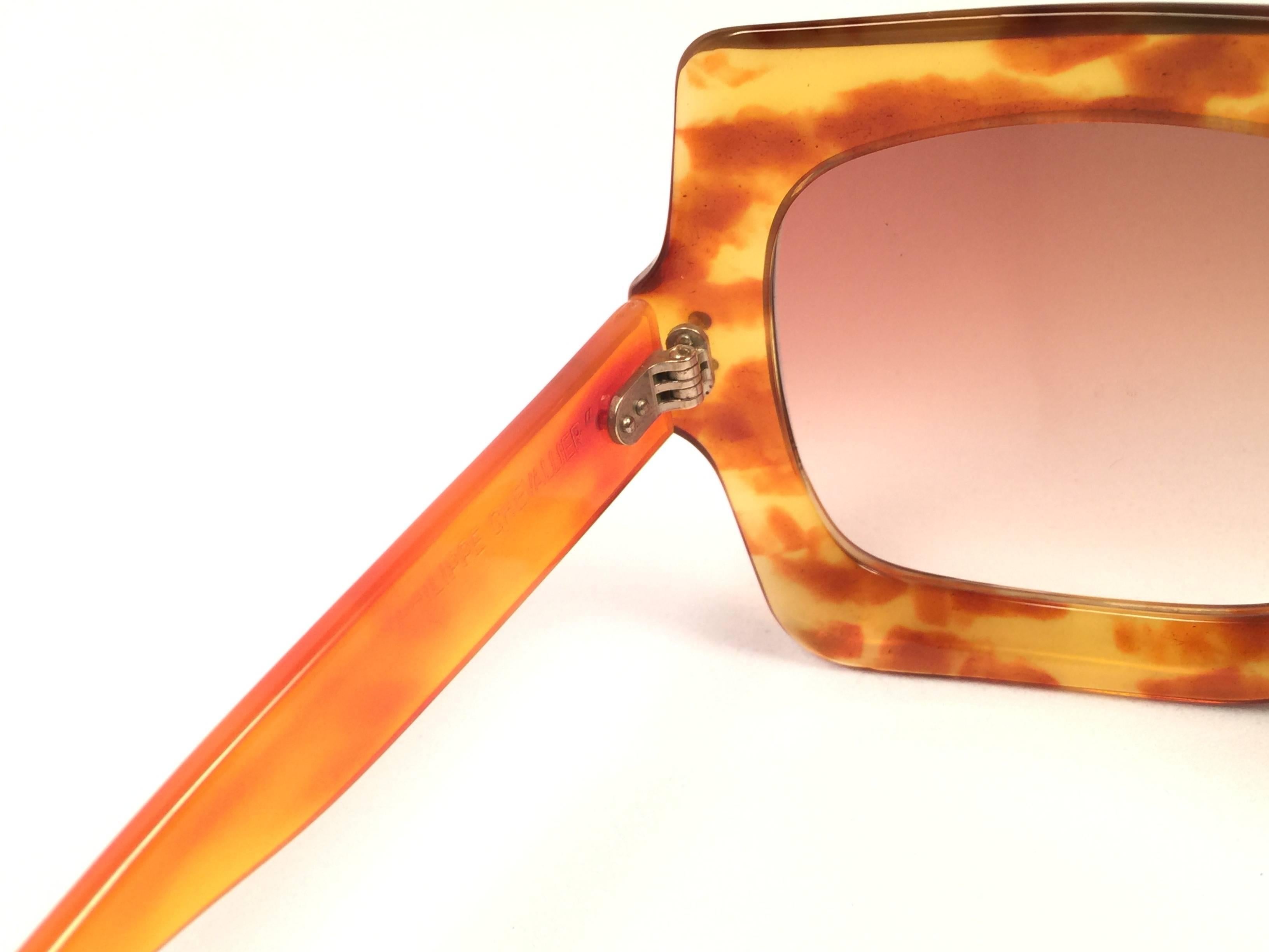 New Rare Vintage Philippe Chevallier Light Tortoise Oversized Sunglasses 1960's Neuf - En vente à Baleares, Baleares