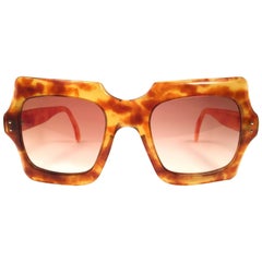 New Rare Vintage Philippe Chevallier Light Tortoise Oversized 1960's Sunglasses