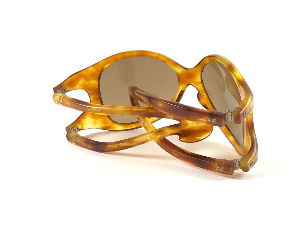 New Rare Vintage Philippe Chevallier Mask Tortoise Oversized 1960's Sunglasses For Sale 5