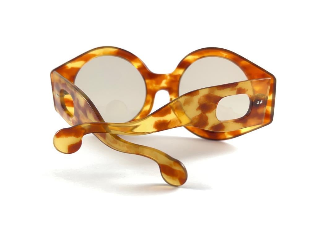 New Rare Vintage Philippe Chevallier Mask Tortoise Oversized 1960's Sunglasses For Sale 5