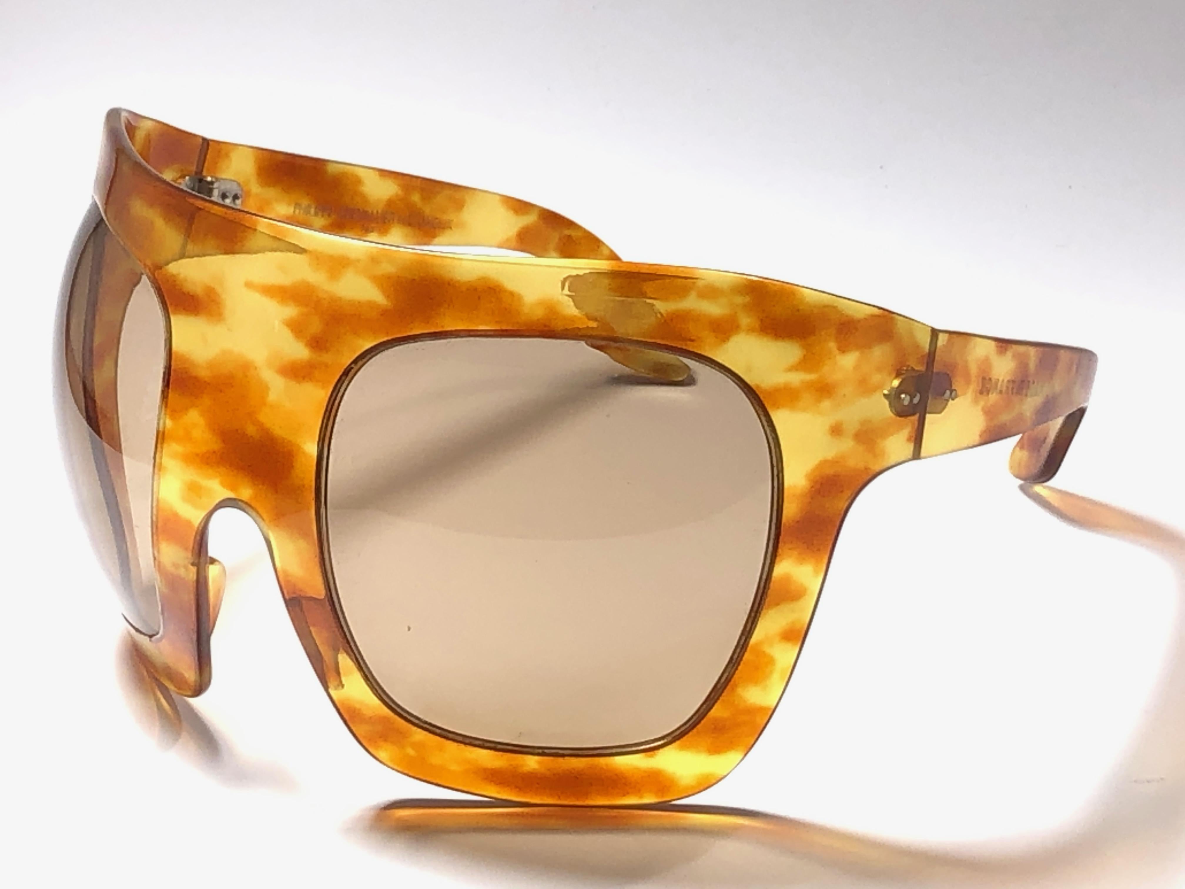 New Rare Vintage Philippe Chevallier Mask Tortoise Oversized 1960's Sunglasses For Sale 2