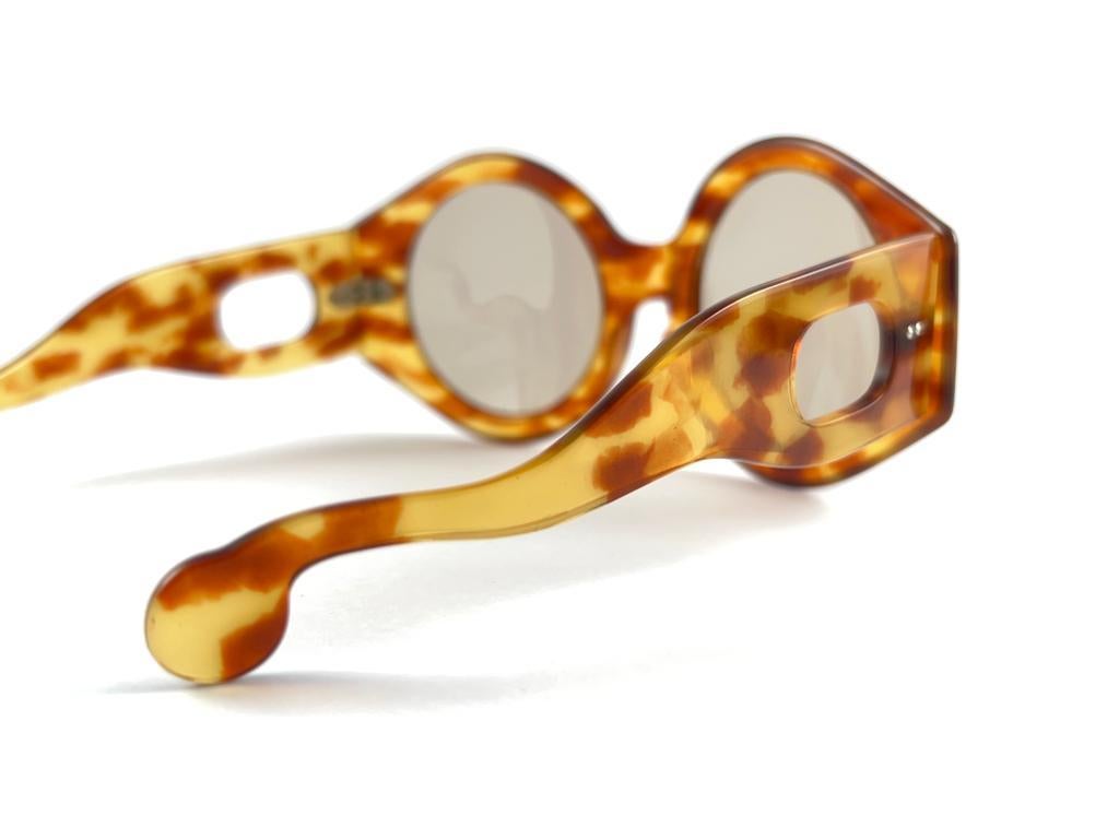 New Rare Vintage Philippe Chevallier Mask Tortoise Oversized 1960's Sunglasses For Sale 6