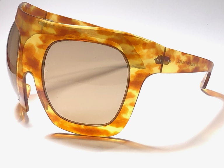 New Rare Vintage Philippe Chevallier Mask Tortoise Oversized 1960's Sunglasses For Sale 6