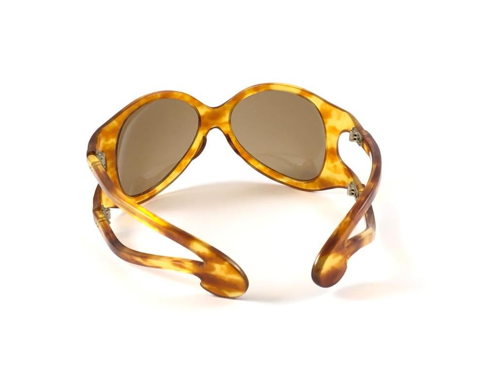 New Rare Vintage Philippe Chevallier Mask Tortoise Oversized 1960's Sunglasses For Sale 7