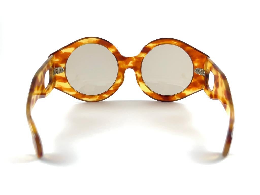 New Rare Vintage Philippe Chevallier Mask Tortoise Oversized 1960's Sunglasses For Sale 7