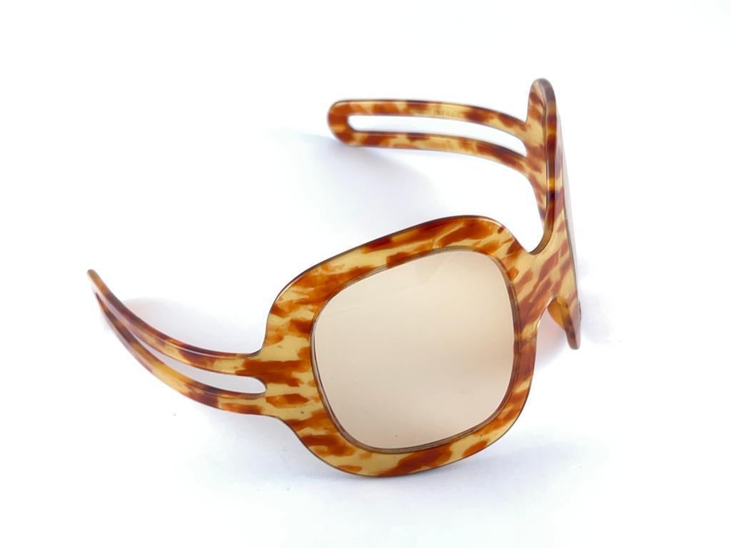 Brown New Rare Vintage Philippe Chevallier Mask Tortoise Oversized 1960's Sunglasses For Sale