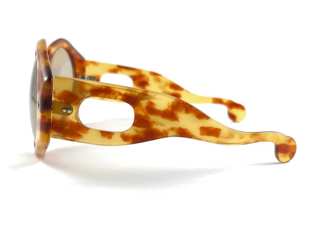 Women's or Men's New Rare Vintage Philippe Chevallier Mask Tortoise Oversized 1960's Sunglasses For Sale