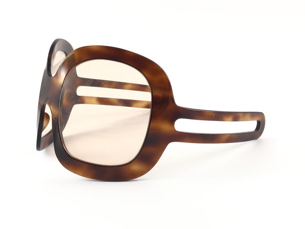 Men's New Rare Vintage Philippe Chevallier Mask Tortoise Oversized 1960's Sunglasses For Sale