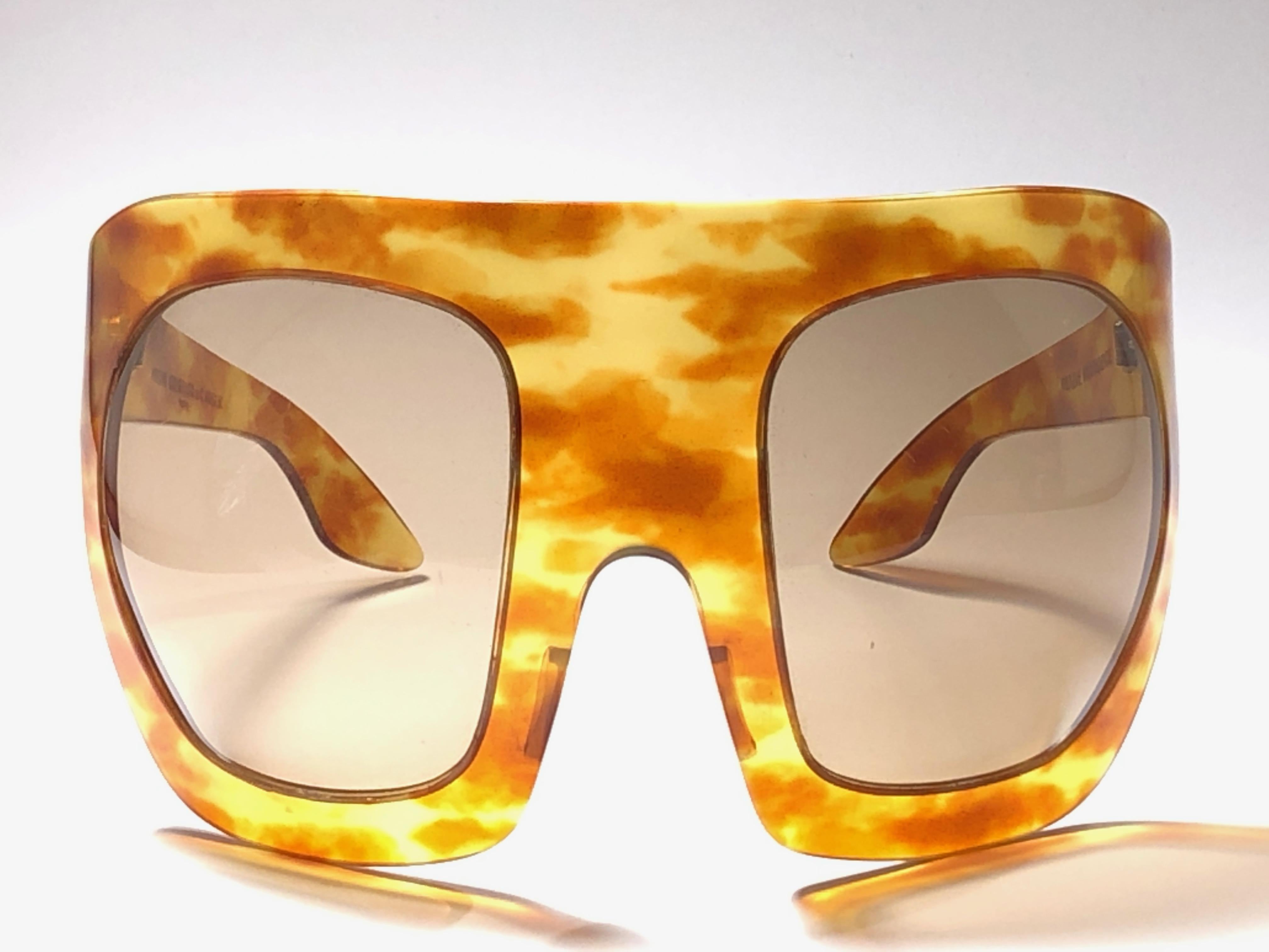 Brown New Rare Vintage Philippe Chevallier Mask Tortoise Oversized 1960's Sunglasses For Sale