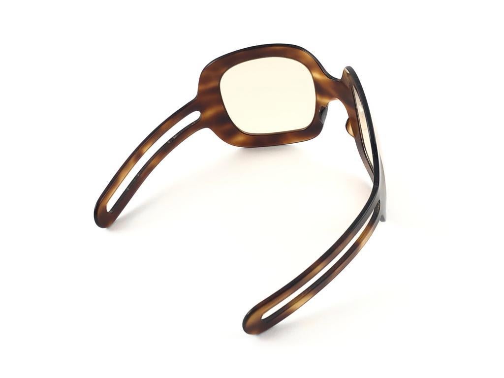 New Rare Vintage Philippe Chevallier Mask Tortoise Oversized 1960's Sunglasses For Sale 1