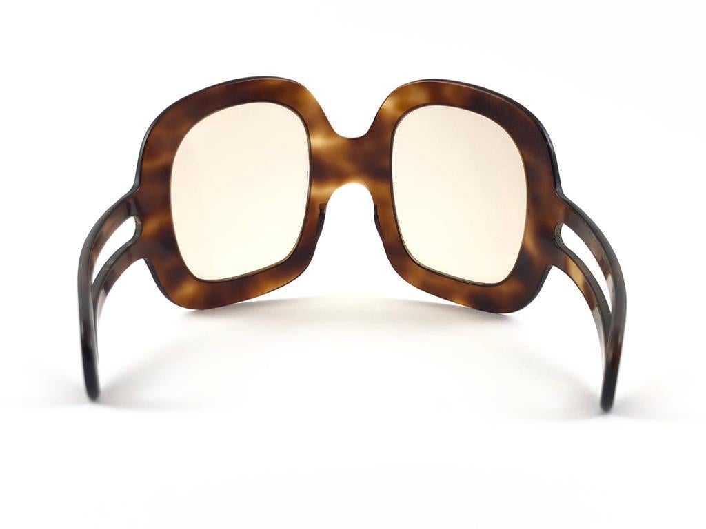 New Rare Vintage Philippe Chevallier Mask Tortoise Oversized 1960's Sunglasses For Sale 2