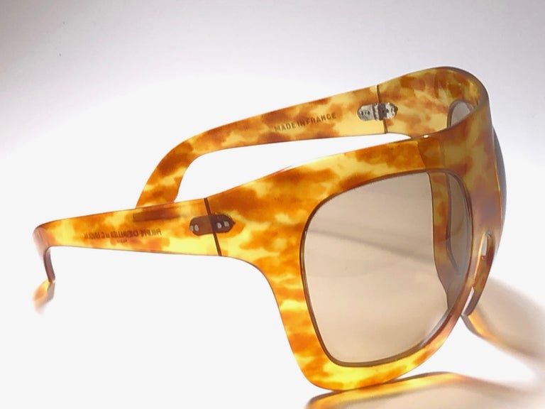 New Rare Vintage Philippe Chevallier Mask Tortoise Oversized 1960's Sunglasses For Sale 3