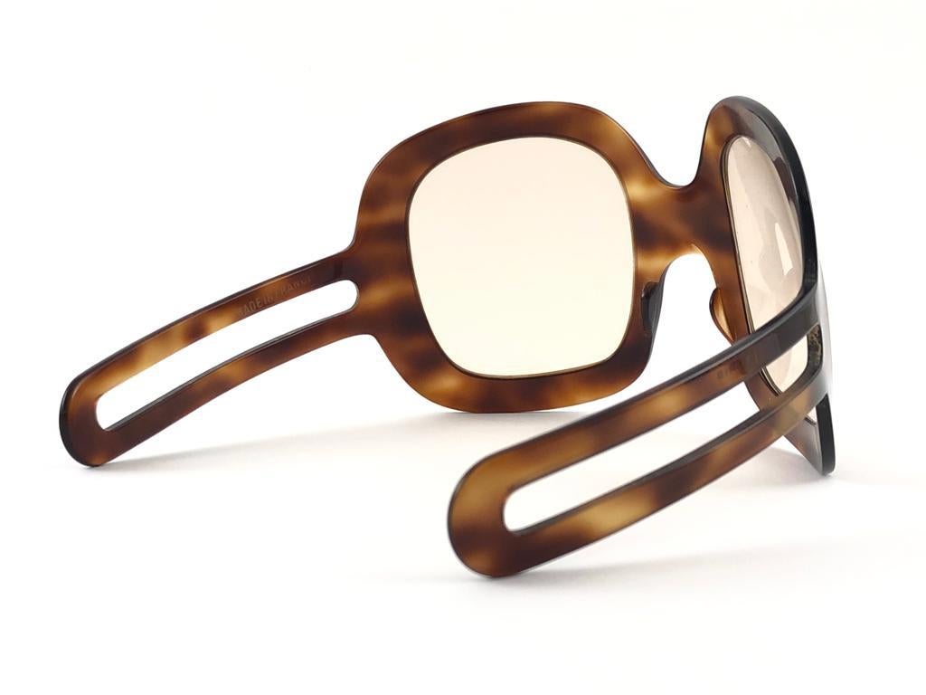 New Rare Vintage Philippe Chevallier Mask Tortoise Oversized 1960's Sunglasses For Sale 3