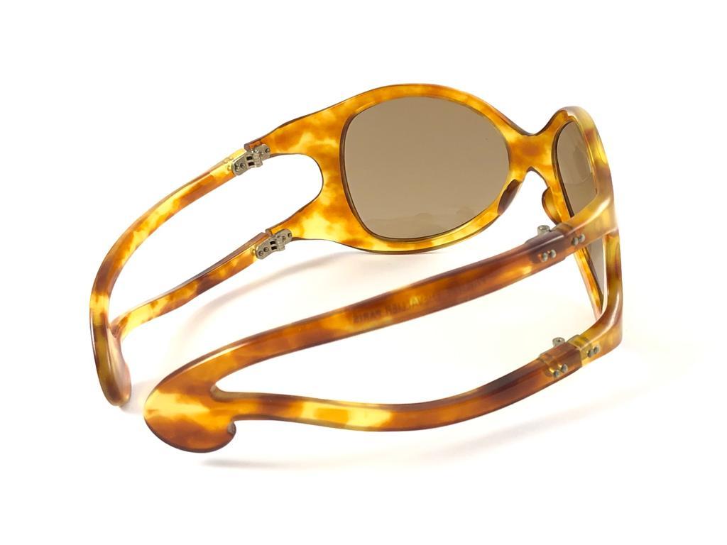 New Rare Vintage Philippe Chevallier Mask Tortoise Oversized 1960's Sunglasses For Sale 4