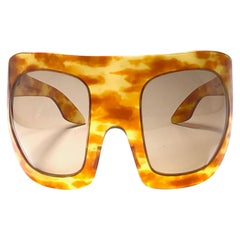 Nuevo Raro Vintage Philippe Chevallier Máscara Tortuga Gafas de sol sobredimensionadas años 60