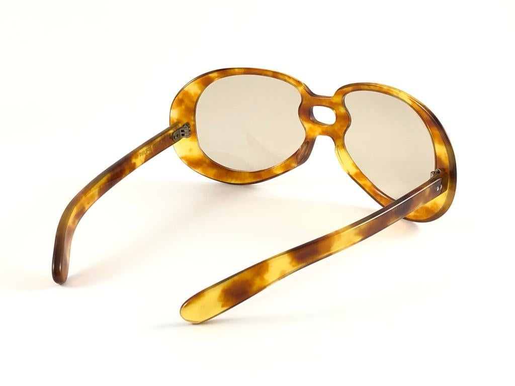 New Rare Vintage Philippe Chevallier Medium Tortoise Oversized 1960's Sunglasses For Sale 4