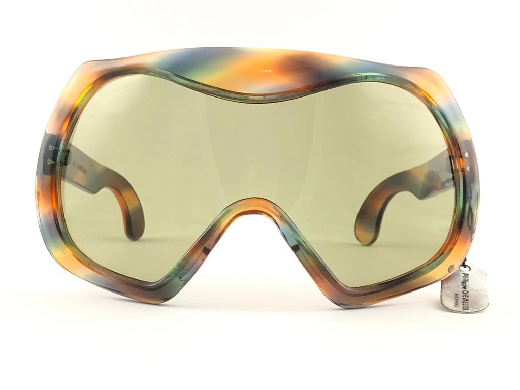 New Rare Vintage Philippe Chevallier Multicolor Mono Lens 1960 Sunglasses en vente 3