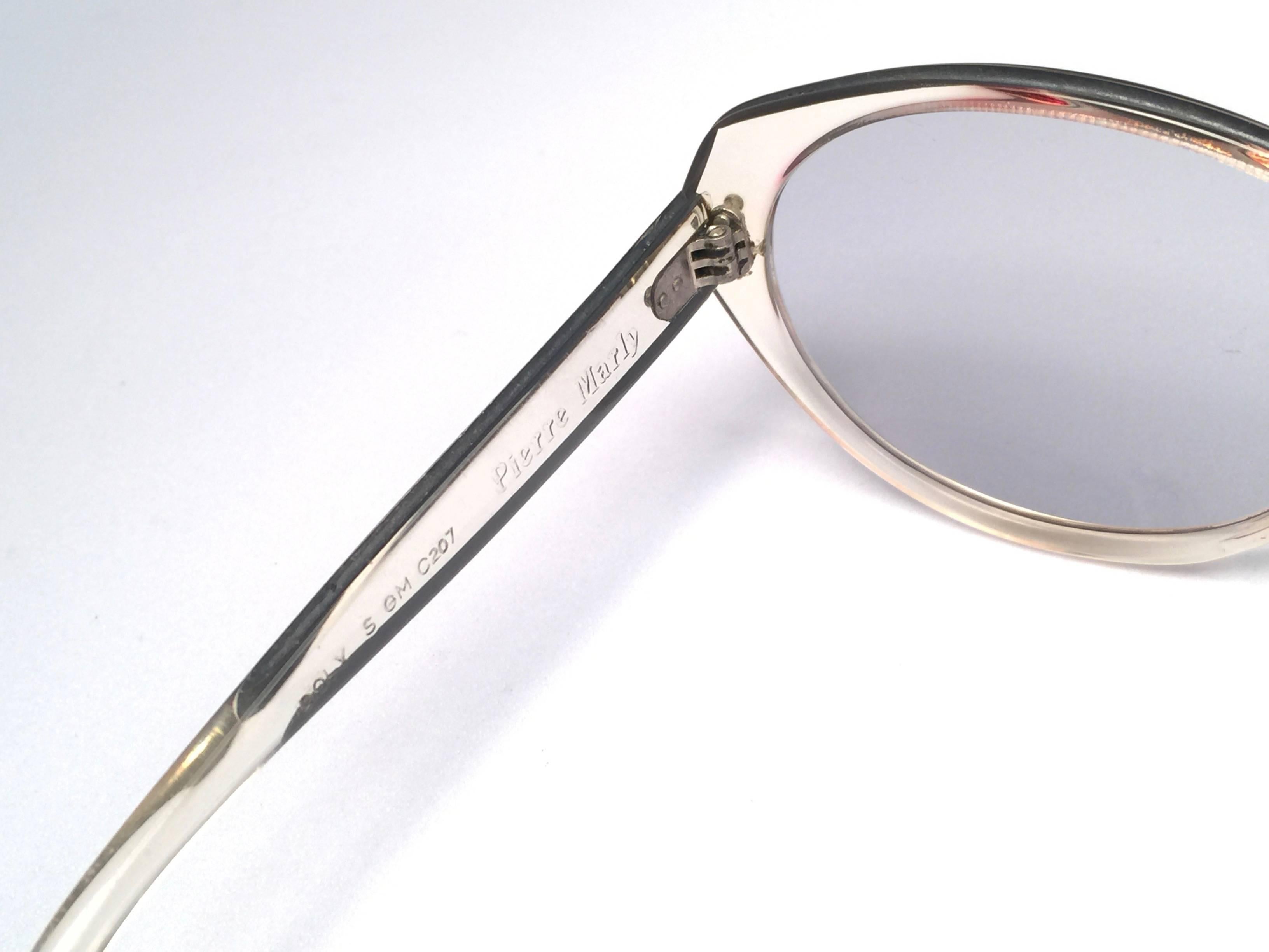 Gray New Rare Vintage Pierre Marly Doly Clear Oversized 1960's Sunglasses For Sale