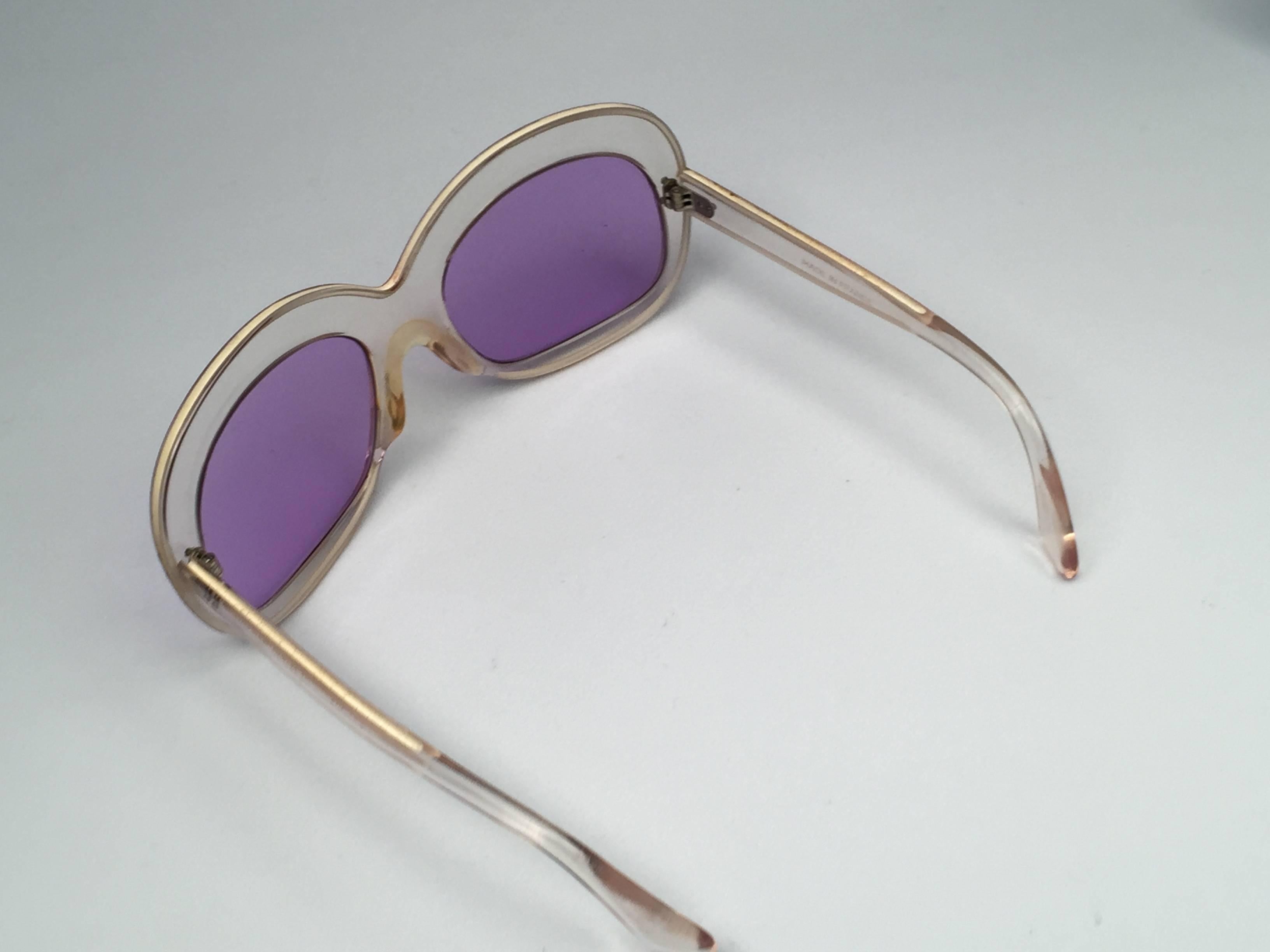 Neue seltene Vintage Pierre Marly Sourcilla klar Elfenbein überdimensioniert 1960's Sonnenbrille im Angebot 1