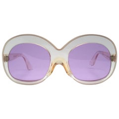 Nuovi e rari occhiali da sole vintage Pierre Marly Sourcilla Clear Ivory Oversize degli anni '60