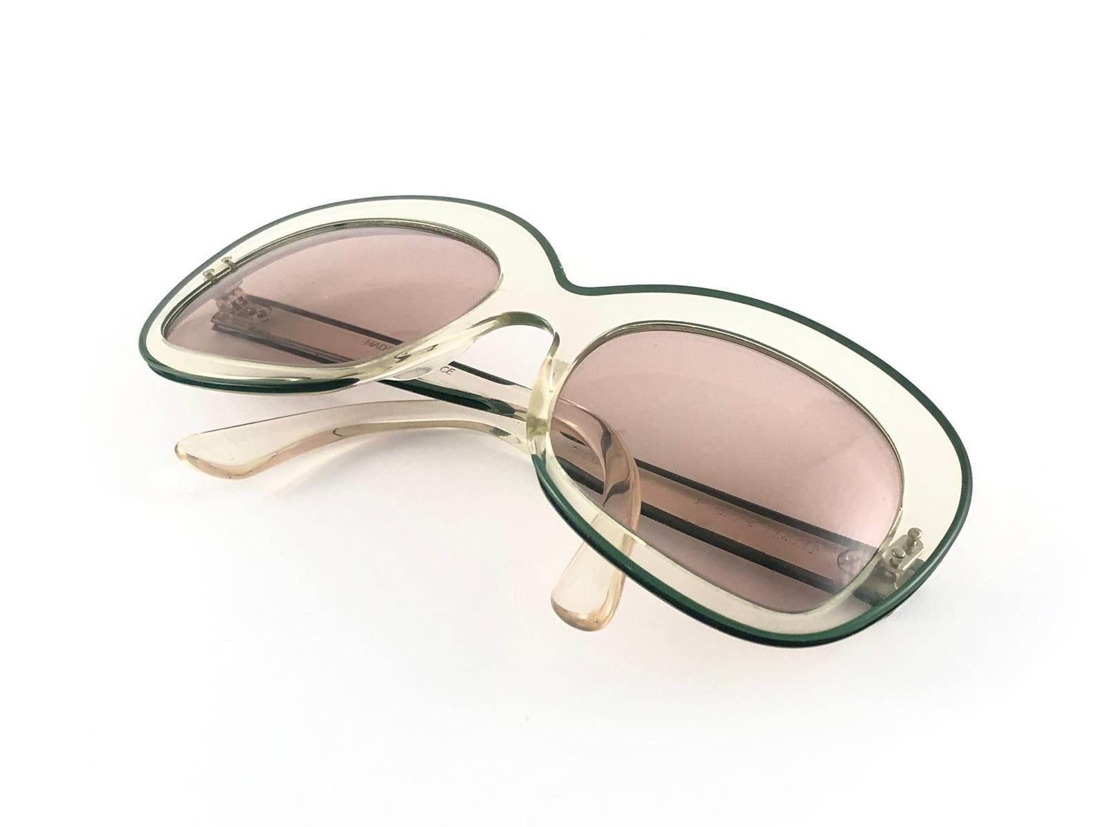 New Rare Vintage Pierre Marly Sourcilla S GM Clear 1960's Sunglasses For Sale 1