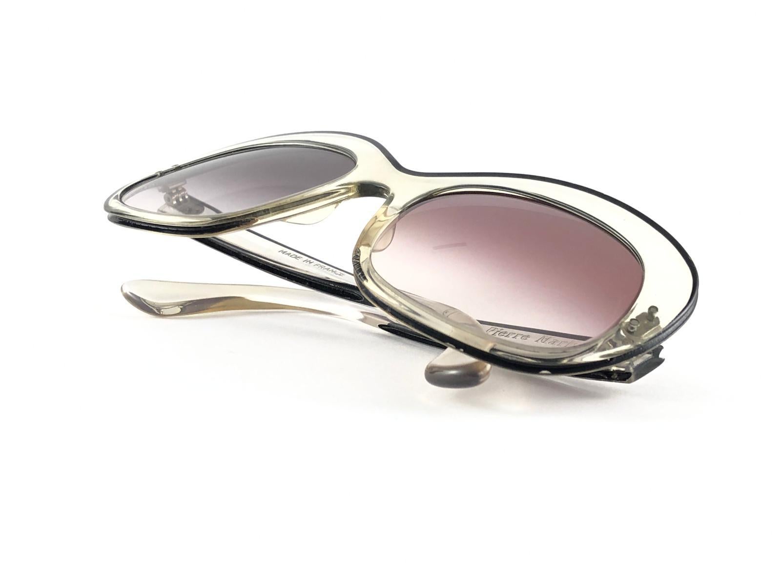 Neu, seltener Pierre Marly Sourcilla S PM Klar, Vintage  Sonnenbrille der 1960er Jahre im Angebot 2