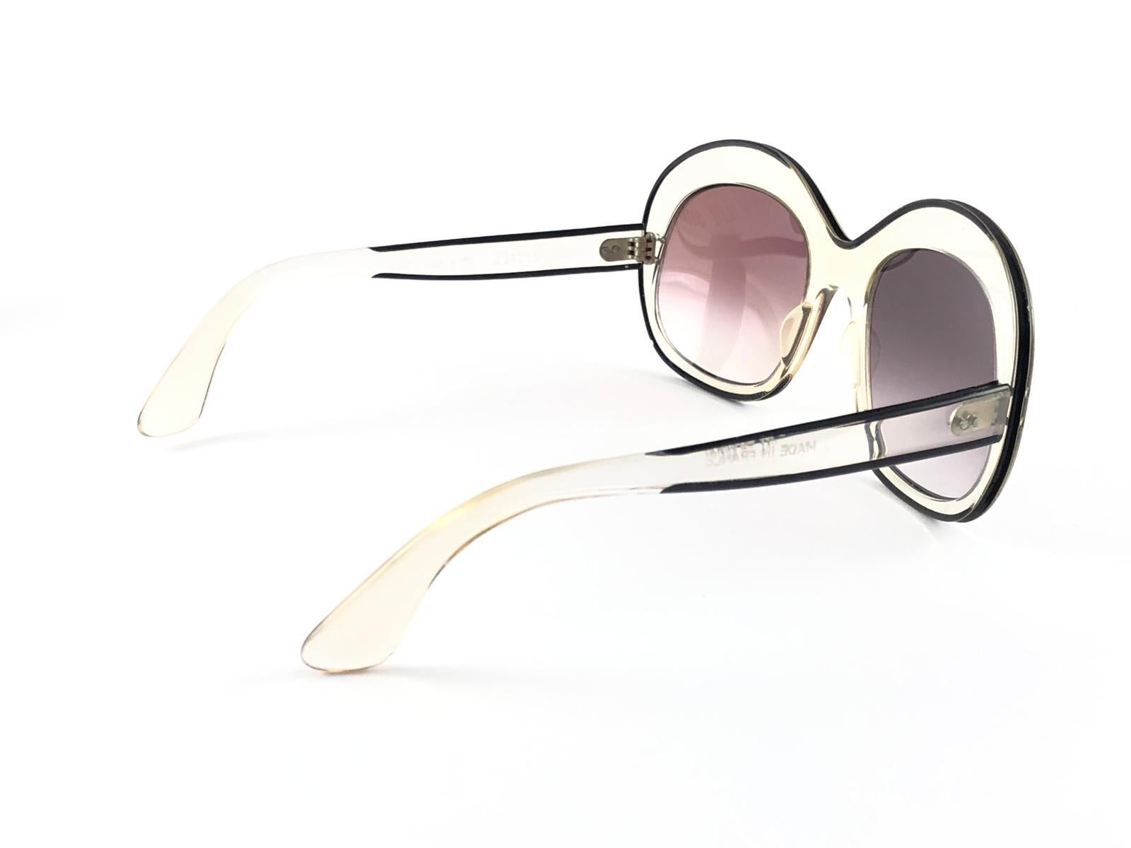 Women's or Men's New Rare Vintage Pierre Marly Sourcilla S PM Clear  1960's Sunglasses For Sale