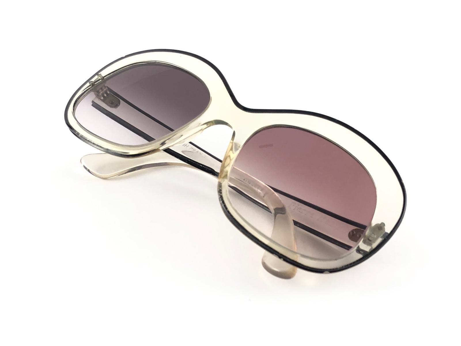 New Rare Vintage Pierre Marly Sourcilla S PM Clear  1960's Sunglasses For Sale 1