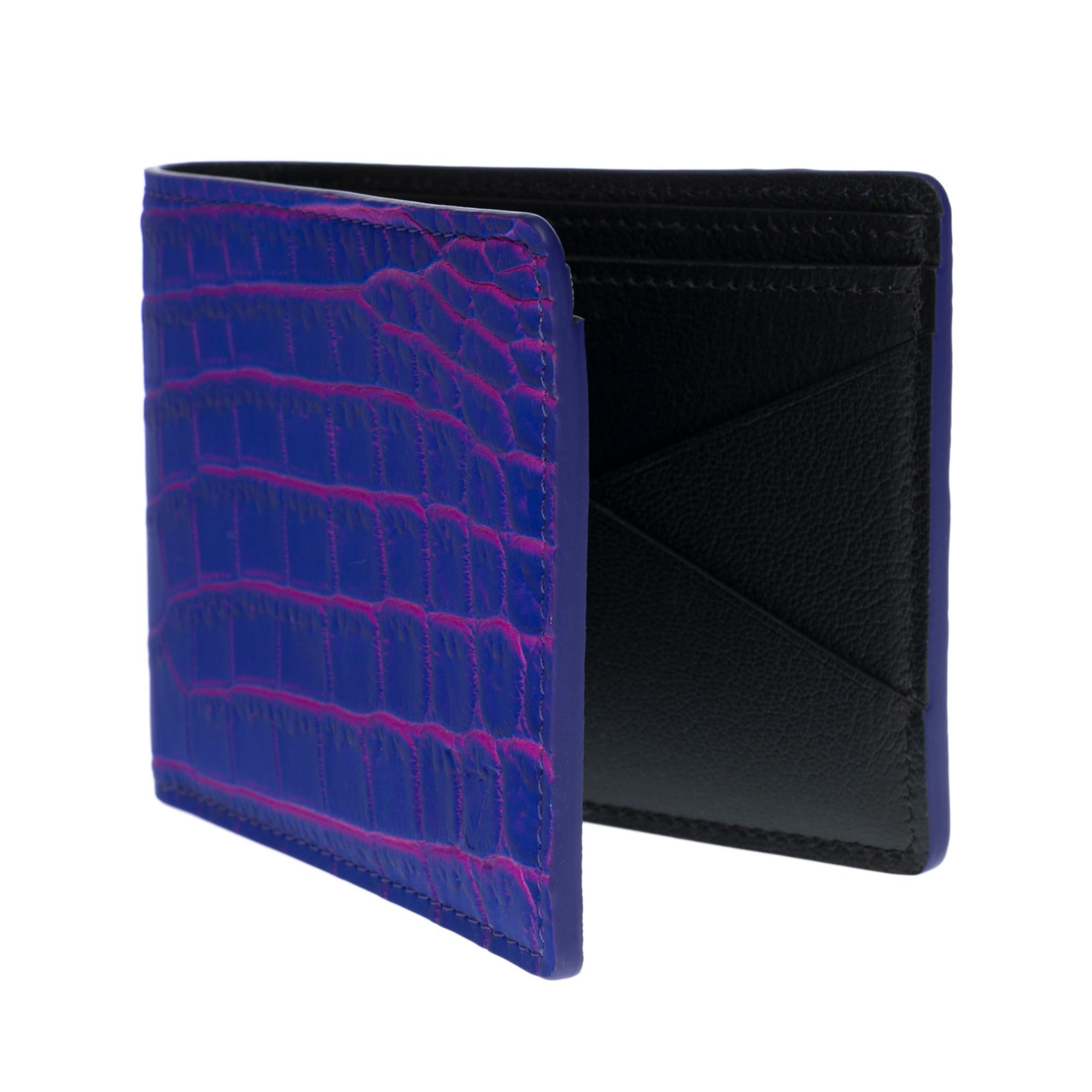 New-Rare Virgil Abloh FW 2022-Multiple Wallet in Blue/Pink Crocodile leather In New Condition In Paris, IDF