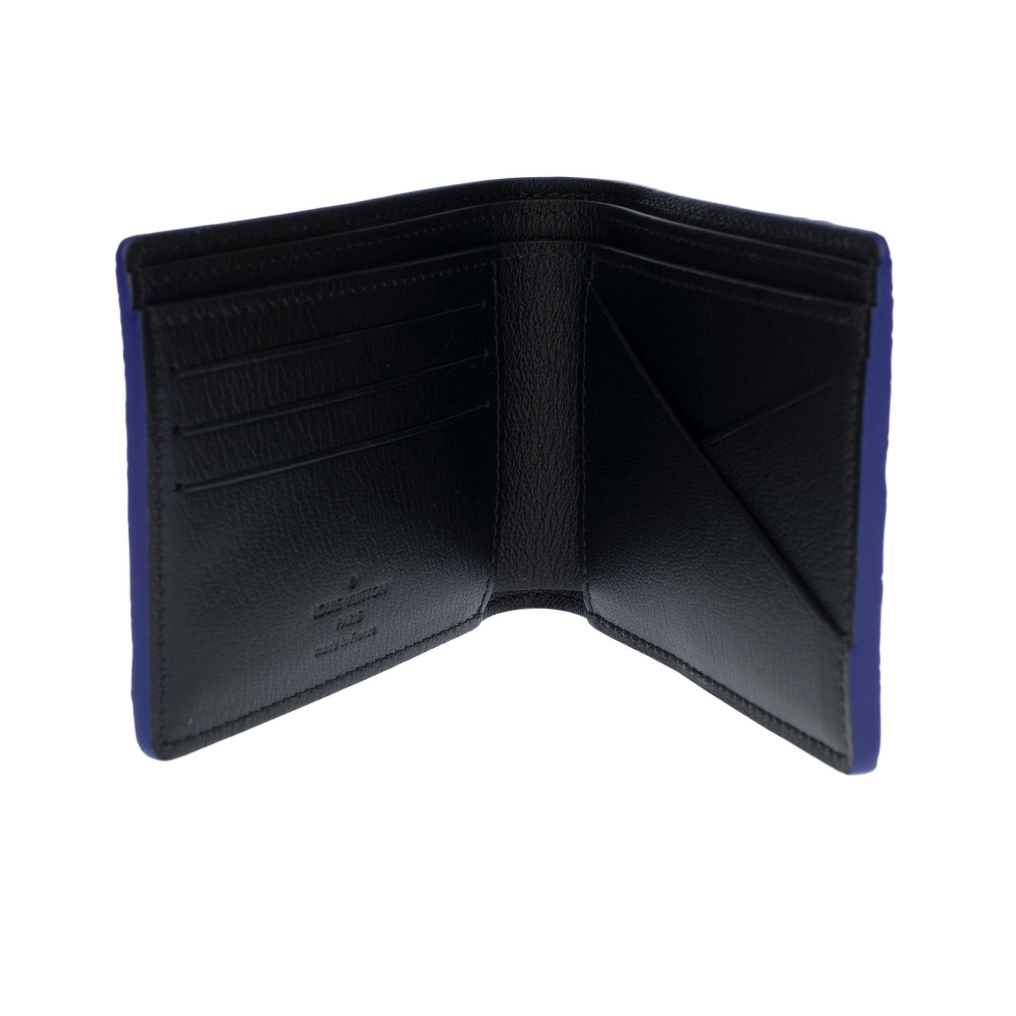 Neu-Rare Virgil Abloh H/W 2022-Multiple Brieftasche aus blauem/Rosa Krokodilleder 1