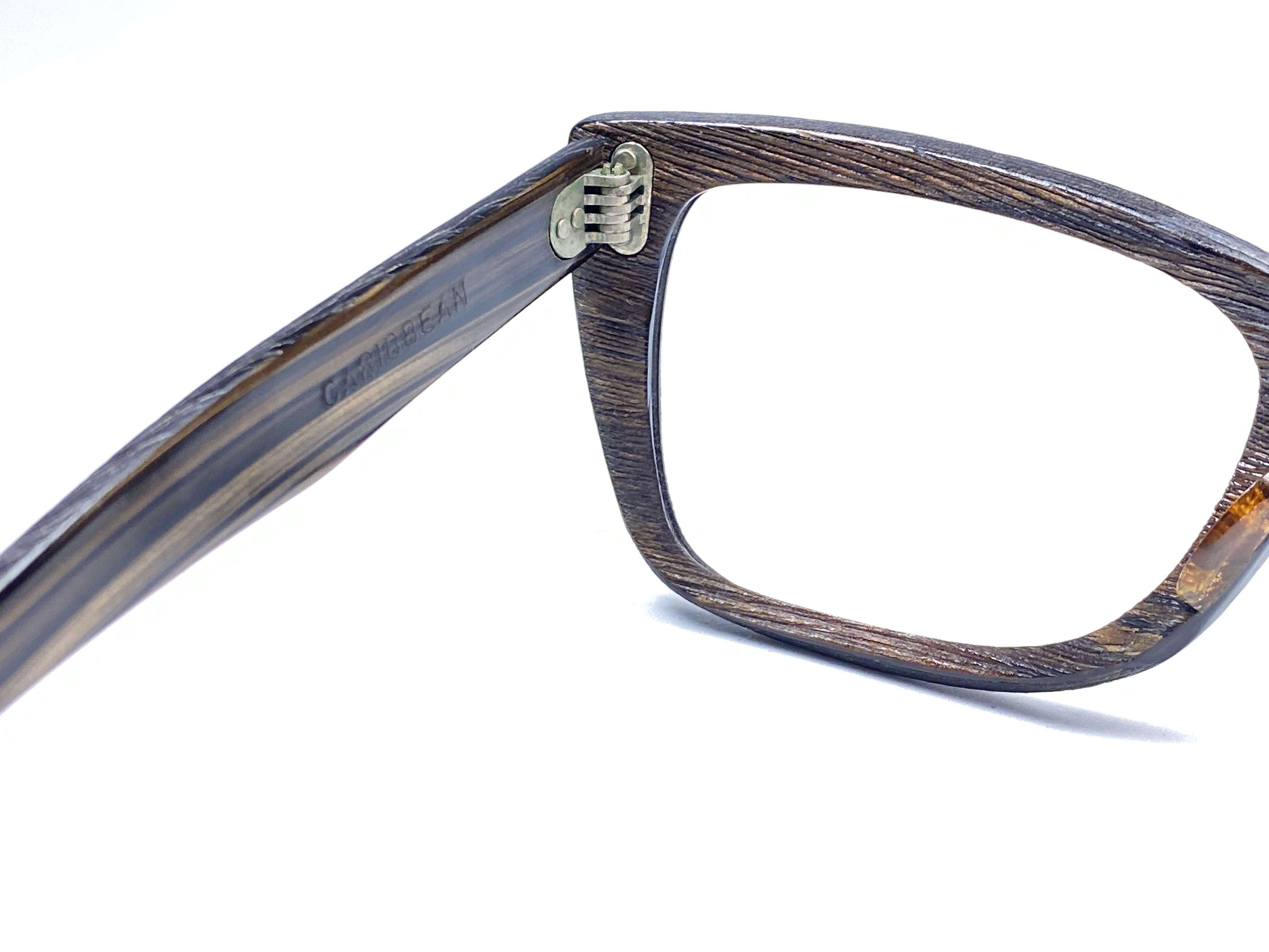 Women's or Men's New Ray Ban Caribbean 1960's Mid Century Wood Prescription RX B&L USA Sunglasses For Sale