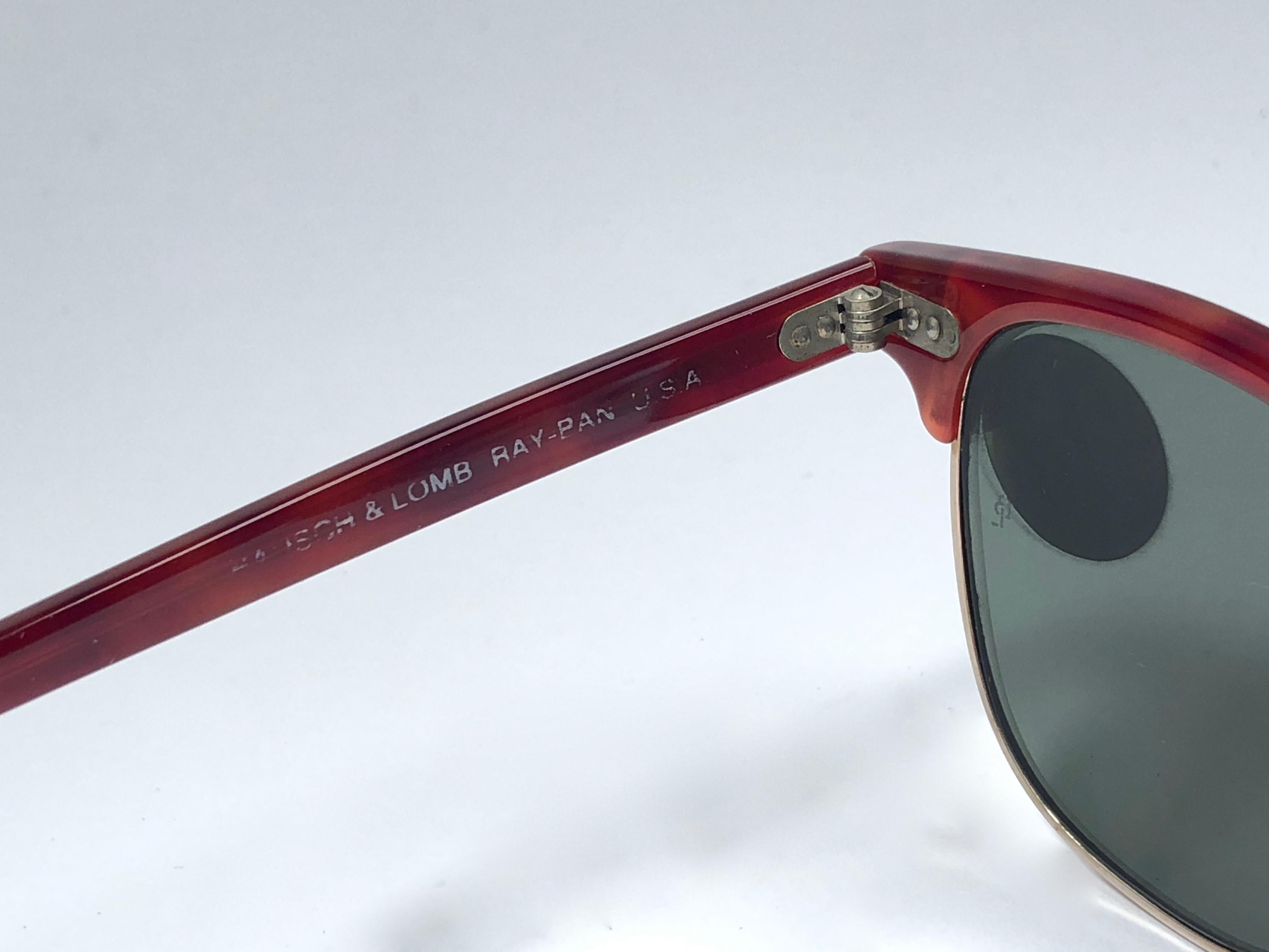 Women's New Ray Ban Clubmaster Deep Red & Gold Edition G15 Lens B&L USA 80's Sunglasses