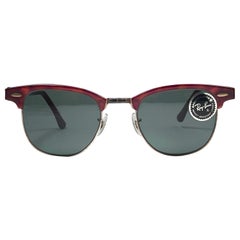 New Ray Ban Clubmaster Deep Red & Gold Edition G15 Lens B&L USA 80's Sunglasses