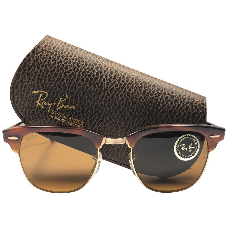 New Ray Ban Clubmaster Tortoise And Gold Edition B15 Lens B L Usa 80 S Sunglasses For Sale At 1stdibs