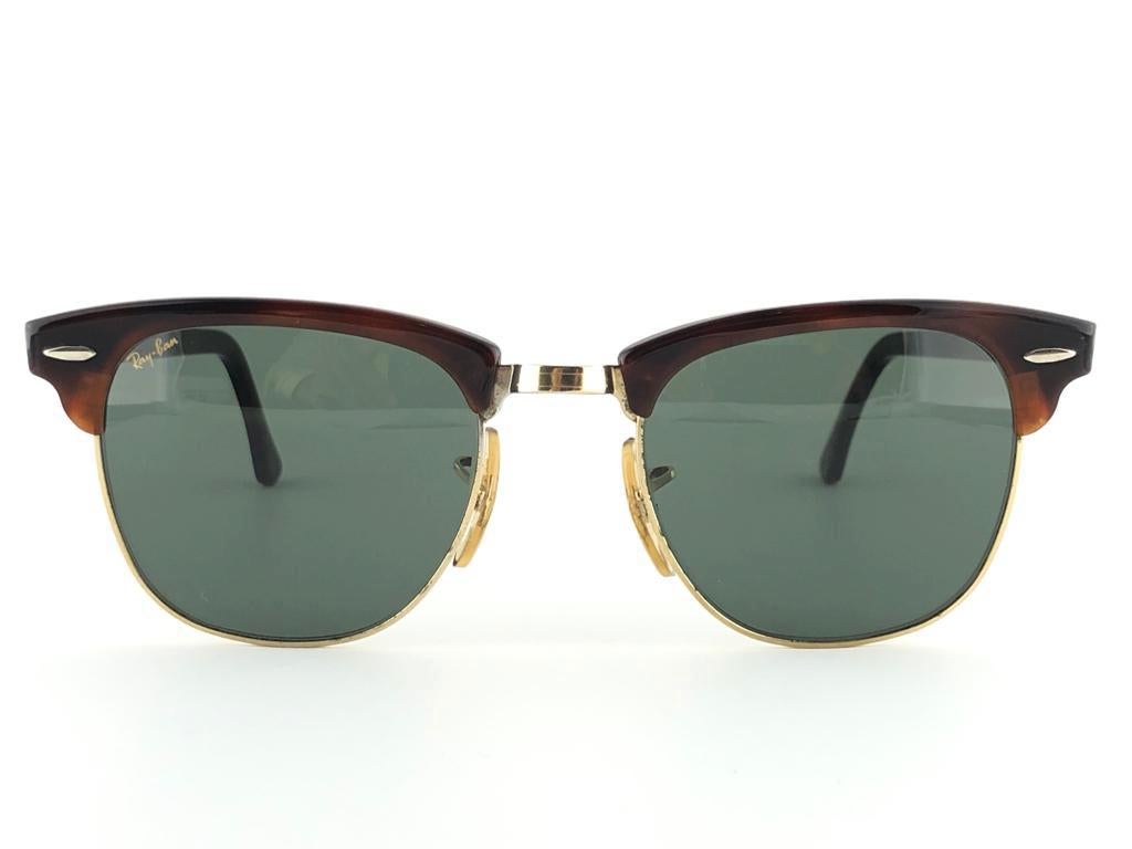 Gray Mint Ray Ban Clubmaster Tortoise & Gold Edition G15 Lens B&L USA 80's Sunglasses